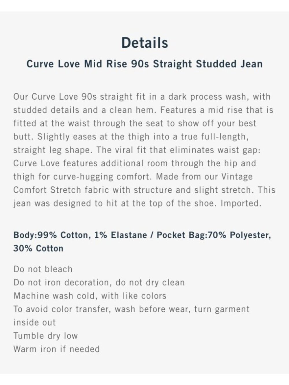 Abercrombie & Fitch Curve Love Mid Rise 90s Straight Studded Jeans Dark Wash Siz - Picture 5 of 14